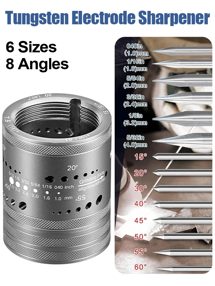 

1PC Electrode Sharpener Grinder Head with 3pcs Extension Rods 8 Angled Hole Sharpener Double-sided Grinding Wheels CNC Mandrel