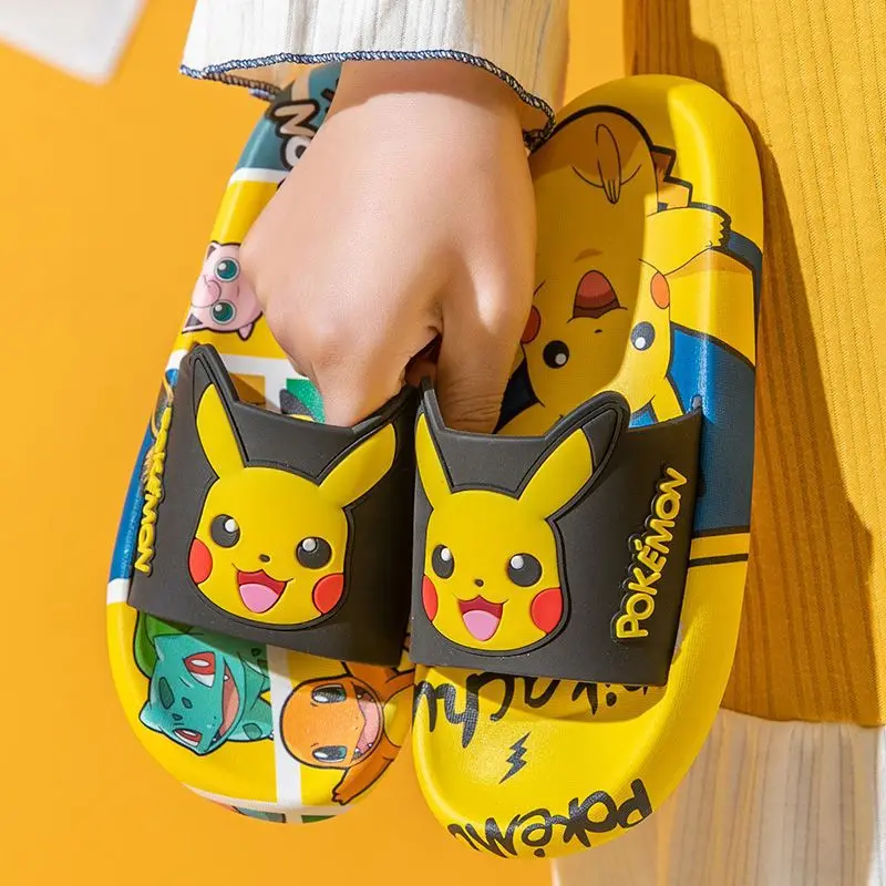 Pokemon Pikachu Slipper Cartoon Anime Cute Boys Girls Indoor Home Slippers Non-slip Fashion Beach Shoes Holiday Gifts