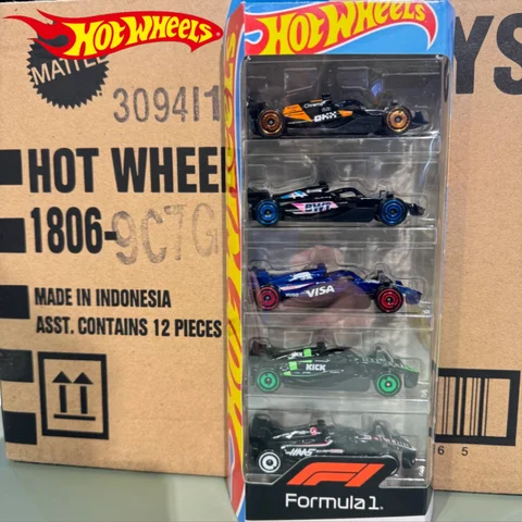 Original Hot Wheels X Formel 1 1/64 5-pack Moneygram Haas F1 Team Kick Sauber F1 Team Samlarbil Leksaksgjuten Fordon Present 12 best sales Hot Wheels 5-pack - №1