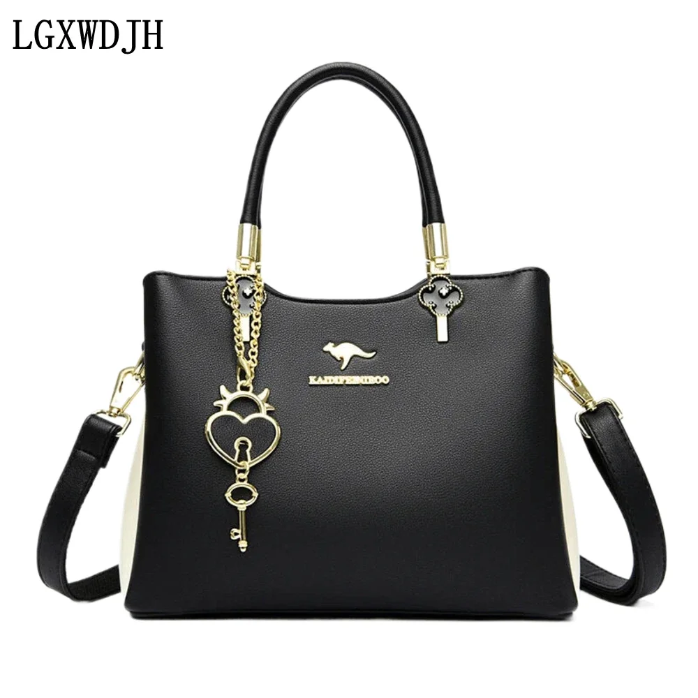 Urban simplicity contrasting colors Crossbody bag  women Three-layer main bag Shoulder bag Fashionable Kelly bag Women's handbag