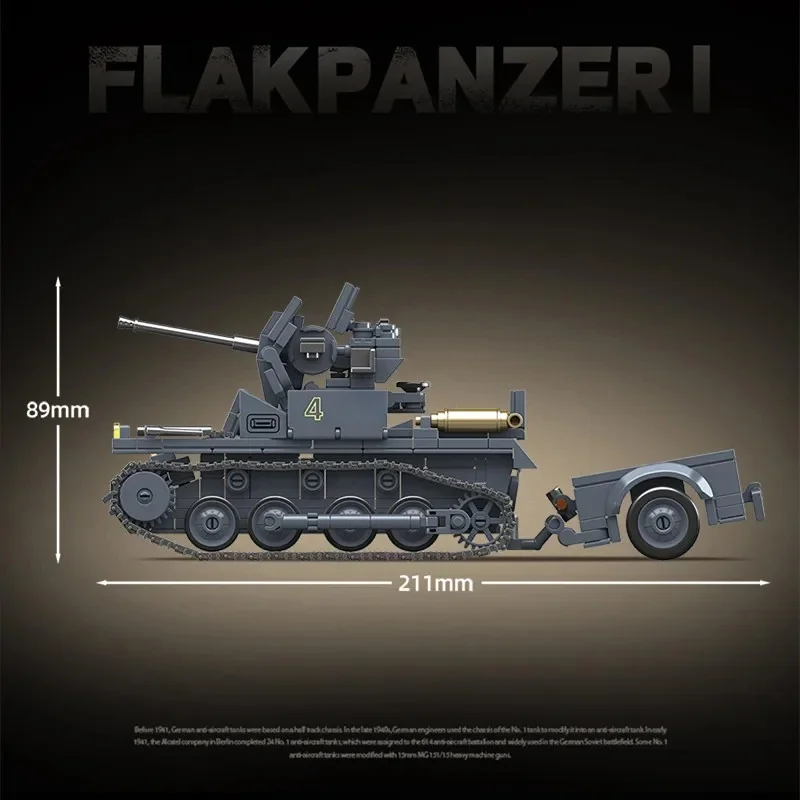 Flakpanzer I No.1 anti-aircraft tank Series Toys Tank Model Building Block Toy DIY Assembly Collection Model Christmas Gifts