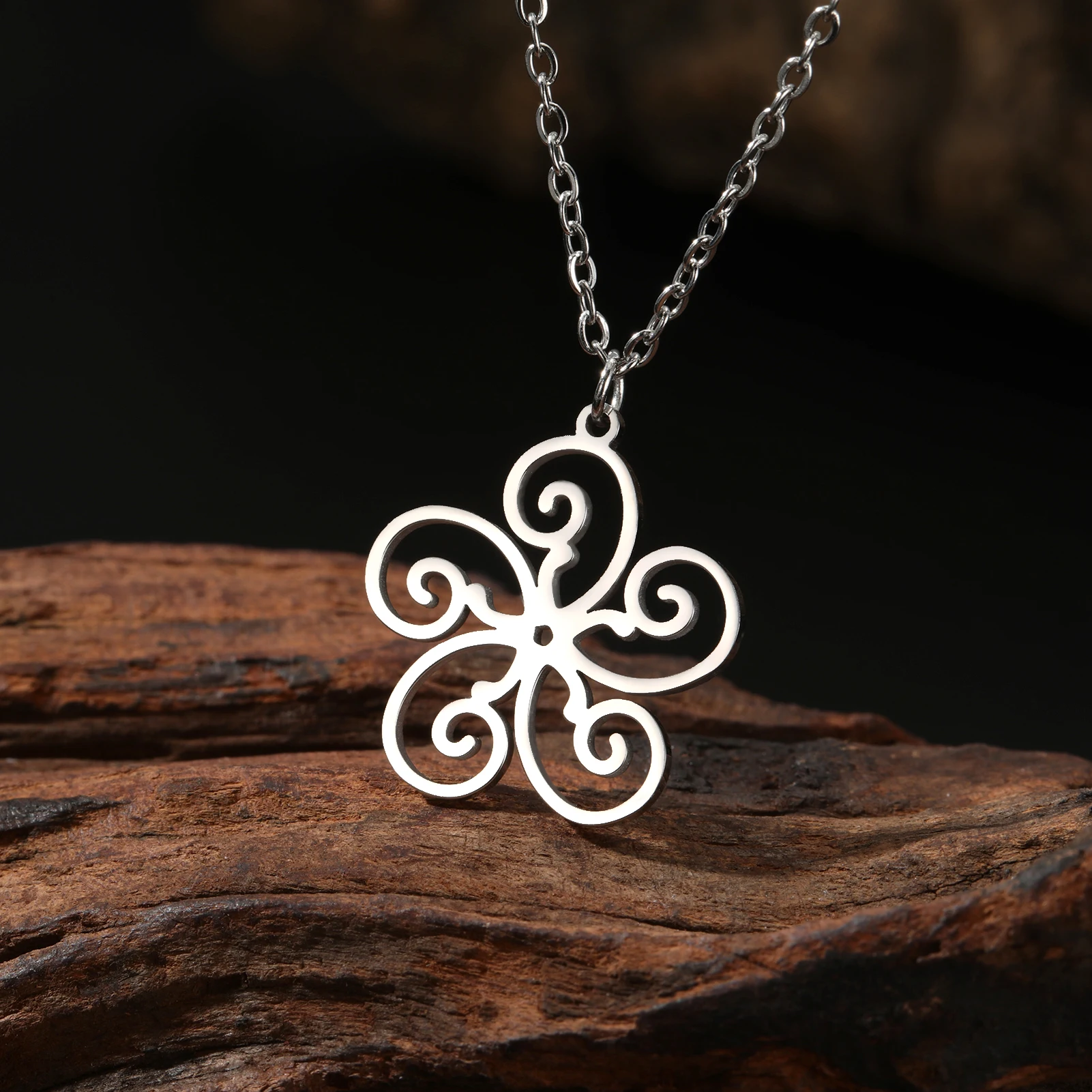 COOLTIME Filigrane Blumen Anhänger Halskette für Frauen Edelstahl Mode Blume Paar Halskette Schmuck Geburtstagsgeschenk – Detail 13