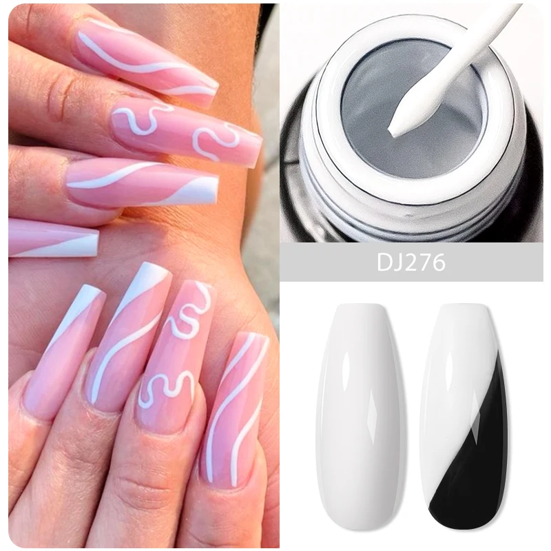5ml Liner Gel Nail Art Polish 2in1 Ultra-fine Brush Head French Pull Line Graffiti Painting Stripe Design Line Gel Varnish DIY