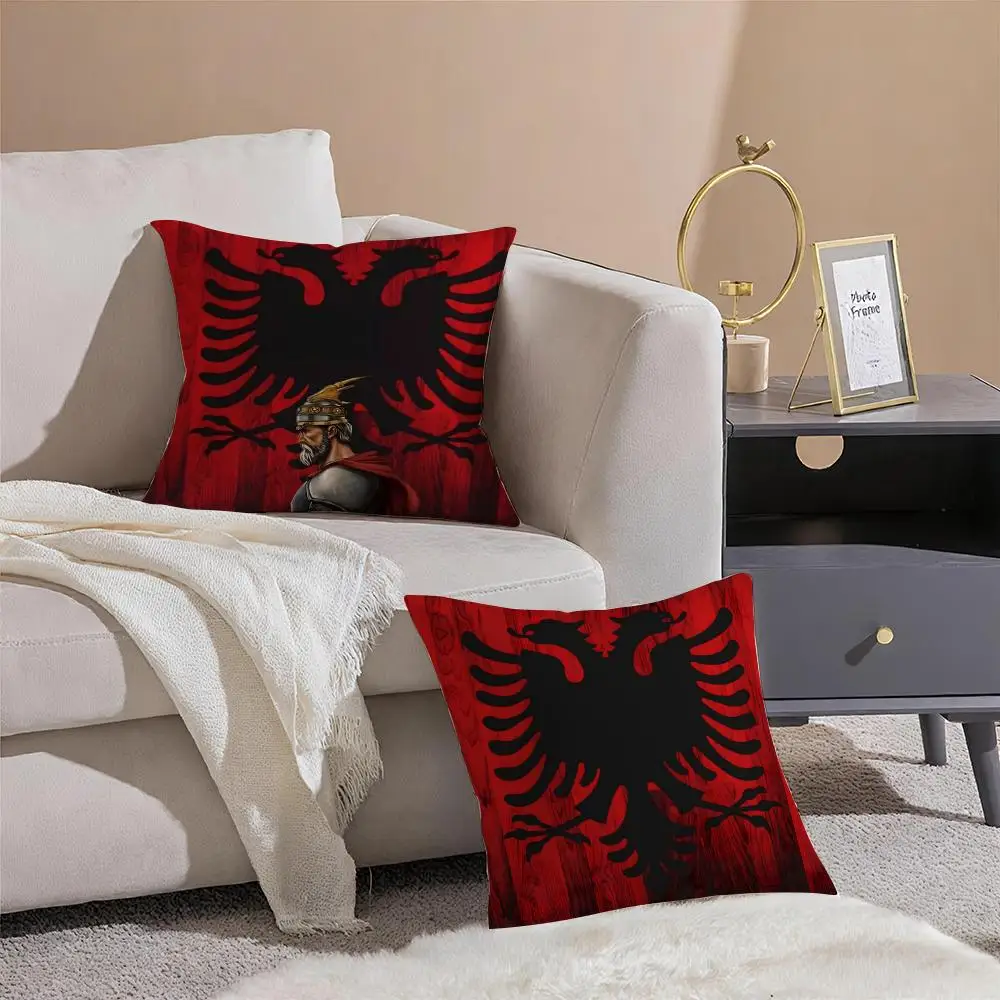 A-AlbaniaS Flag Cushion Cover Linen Pillowcase Cover Soft Decor for Sofa Home Room