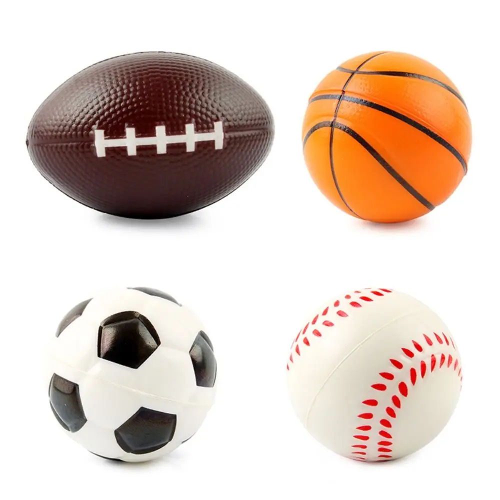 4-in-1 Ballspiele Quetschspielzeug PU Baseball Ballspiele Prise Spielzeug Fußball Rugby Simulation Prise Spielzeug Büro