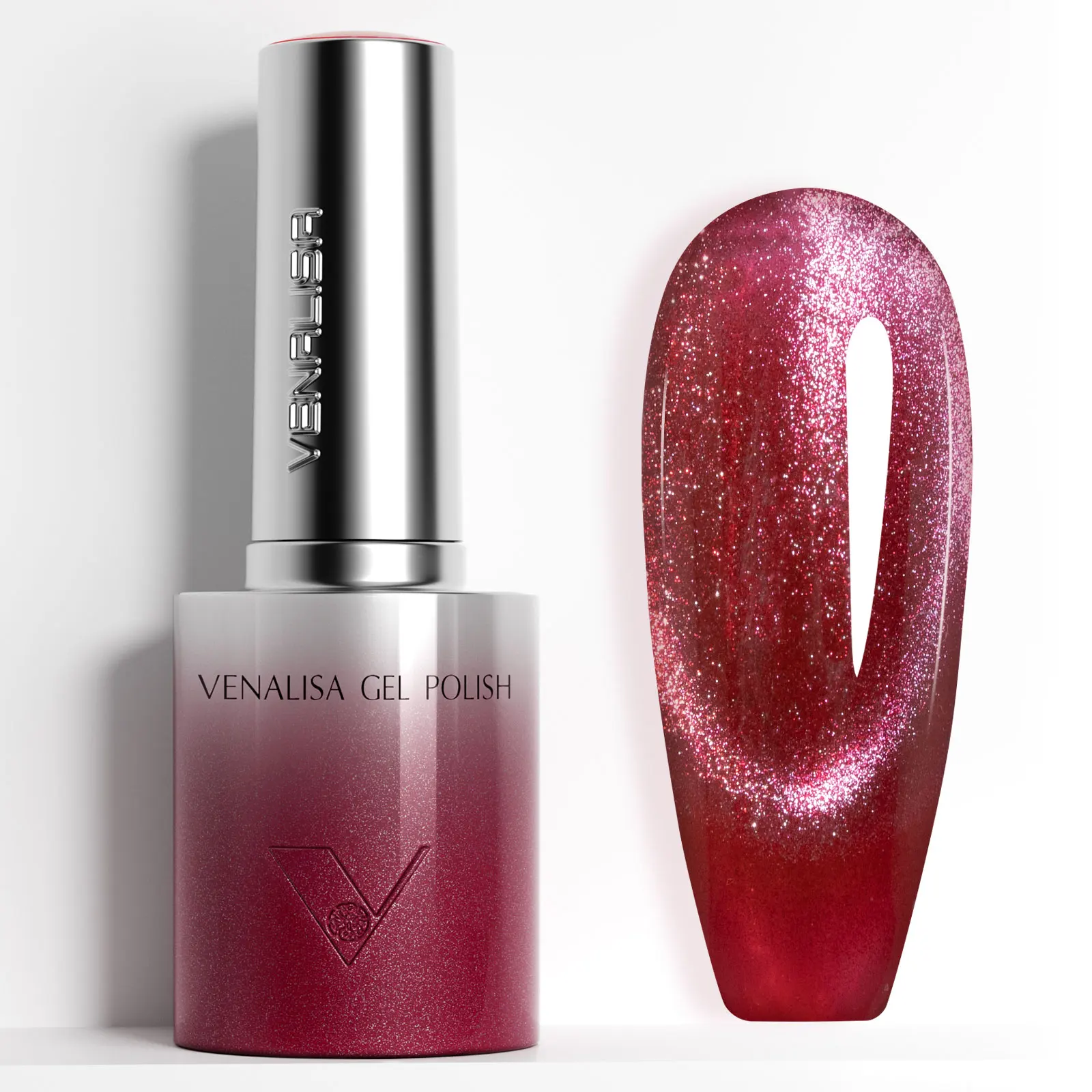 เวนาลิซ่า 10 มล. เจลทาเล็บแม่เหล็ก แคทอาย ปราศจากสาร HEMA และ TPO ประกายเพชรวิบวับ แบบลอกได้ แห้งด้วยแสง UV/LED  แบบกึ่งถาวร