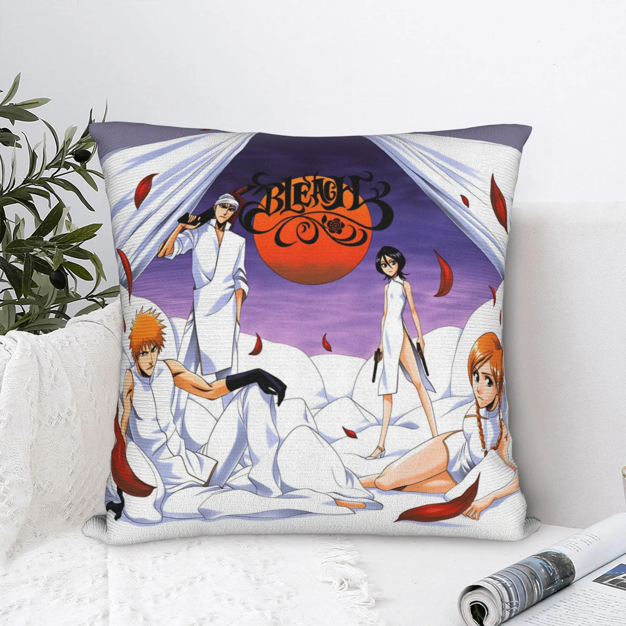 Rukia Kuchiki Bleach Ichigo Kurosaki  Nordic Throw Pillow Cover Decoration Renji Abarai Orihime Inoue  Chair Cushion