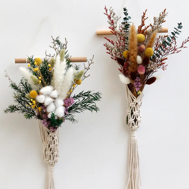 

Natural Pampas Grass Bouquet Spring Dried Flowers Boho Home Wall Hanging Wedding Party Decoration Reed Rabbit Tail Flower Decor