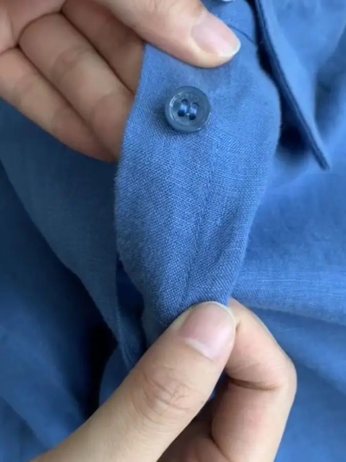 الكتان الأزرق irt المرأة الصيف رقيقة فضفاضة طويلة Sve الحماية من الشمس القطن الكتان الأعلى الكورية Sle تخفيف الرياح لصق نمط