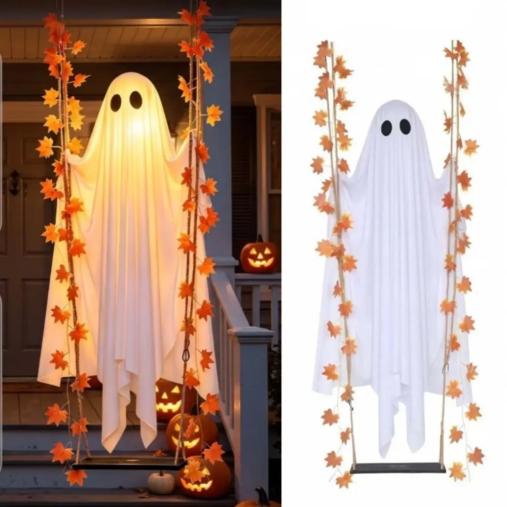 large-hanging-swing-ghost-halloween-decoration-cute-adjustable-maple-leaf-ghost-swing-light-funny-scary-decor