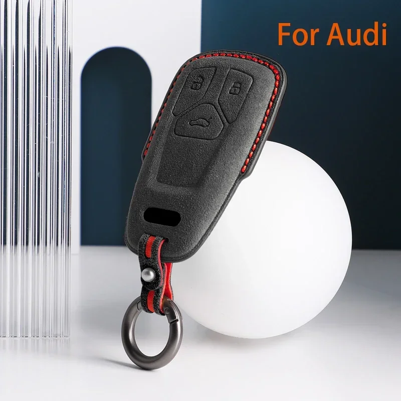 

For Audi A4 B9 A5 A6L A6 S4 S5 S7 8W Q7 4M Q5 TT TTS RS Suede Car Key Case Shell Keychain for Audi Car Key Fob