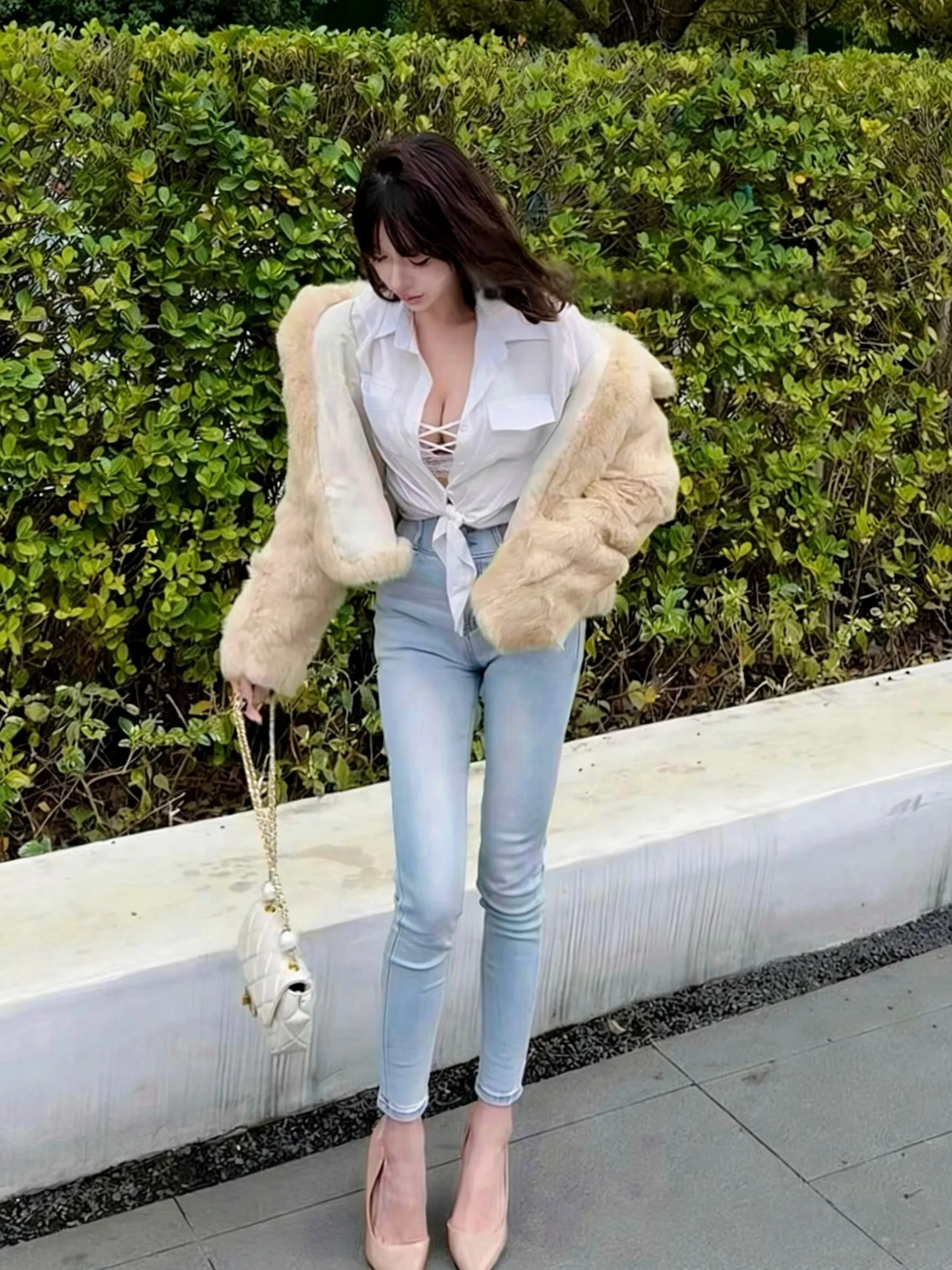 

Женские джинсы Slim Fit с высокой талией, синие, из денима, весенние, модные, укороченные, в корейском стиле