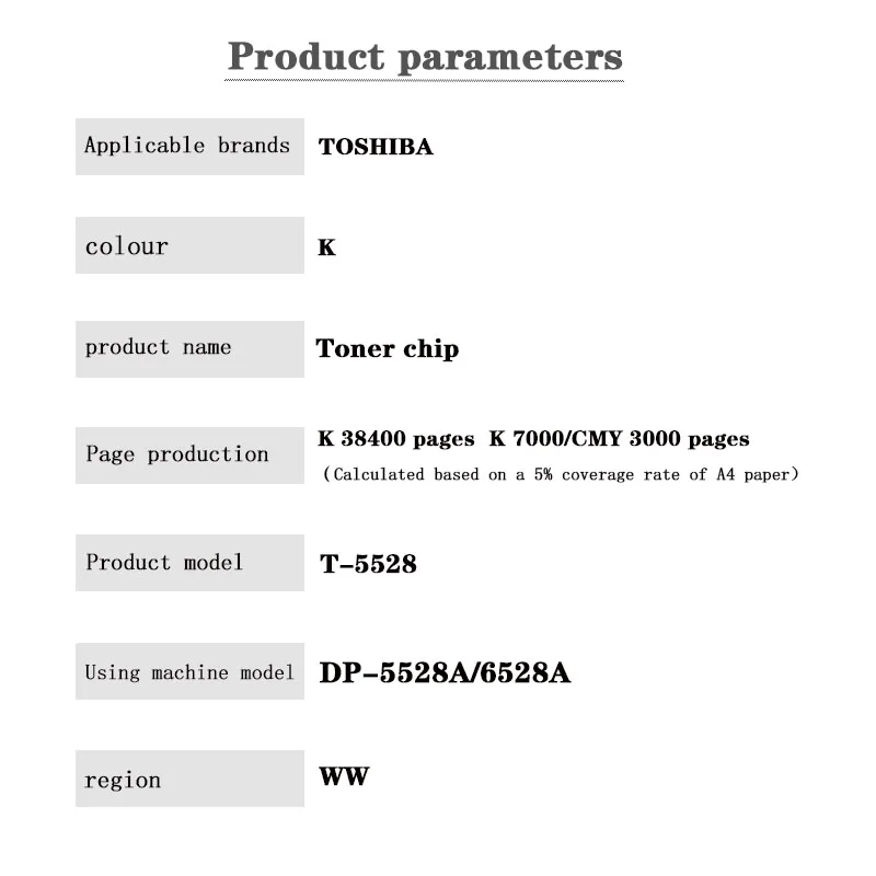 T-5528K 38.4K  Toner Cartridge Chip  for TOSHIBA DP-5528A/6528A