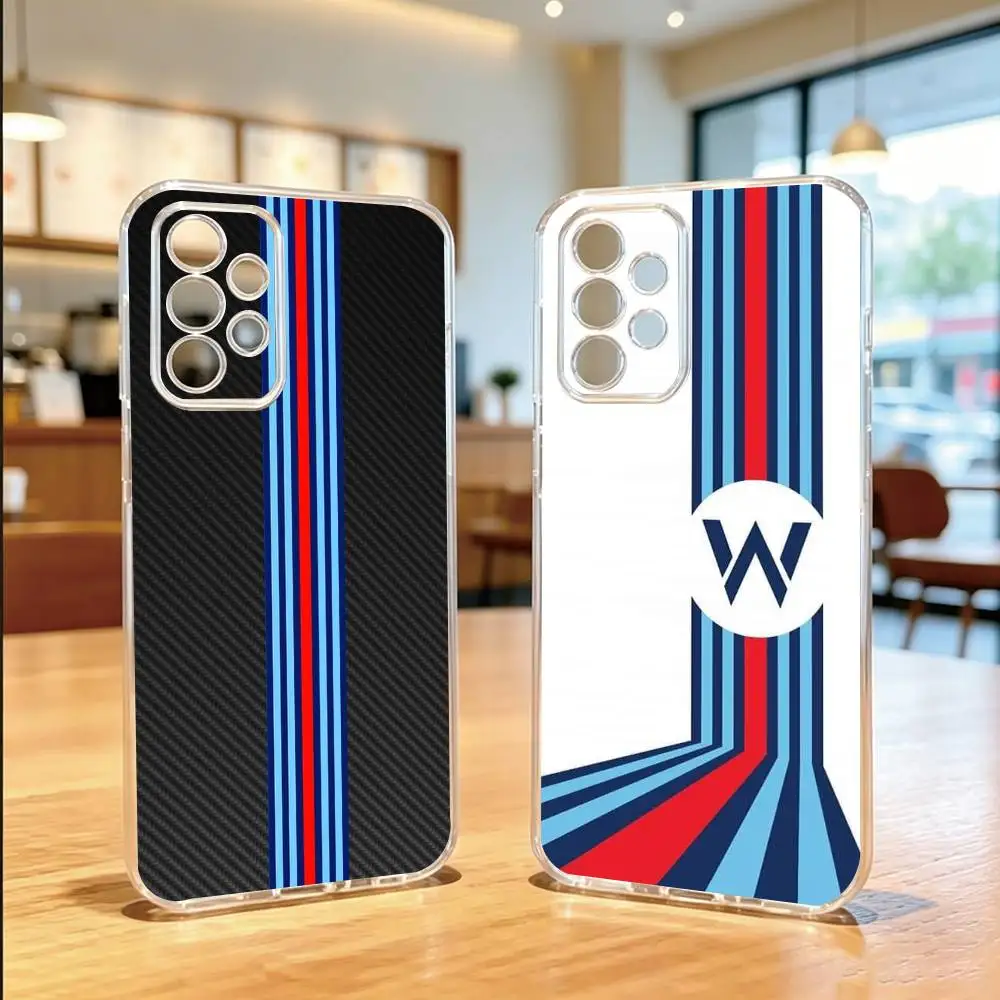 M-Martini Racing Horizontal Stripe  Phone Case For Samsung S25,S24,S21,S22,S23,S30,Ultra,S20,Plus,Fe Transparent Cover