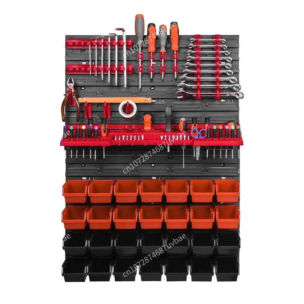 Système de rangement mural pour outils, 28 boîtes empilables, plaque murale extra résistante, multifonction pour clé à molette, tournevis