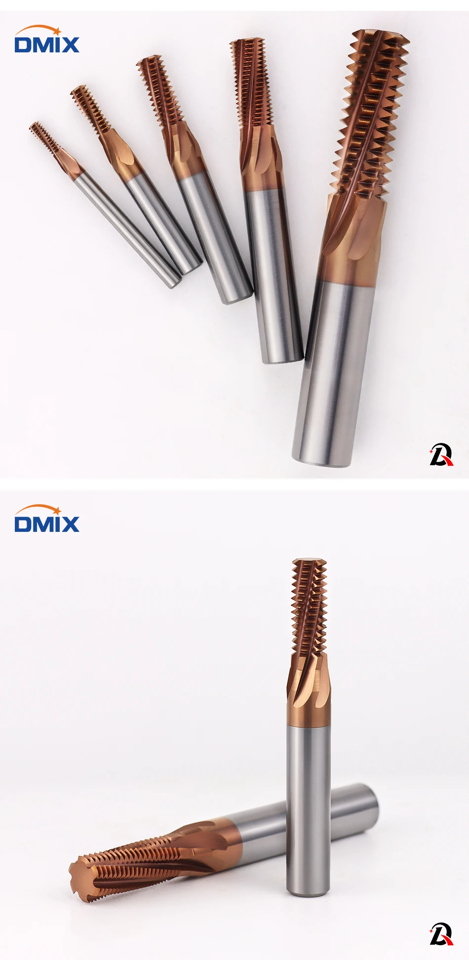DMIX Vollgewindefräser mit Hartmetallbeschichtung Vollgewinde MHP MAL M3 M4 M5 M8 M10 M12 M14 M16 – Detail 3