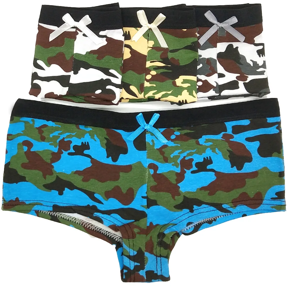 Hot Selling 1pc/Lot Camouflage Letter Printing Cotton Girl Boxer Underwear Women\'s Panties Ladies Briefs 89263