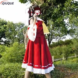 Anime Touhou Project Cosplay Hakurei Reimu Cosplay Costume Wig Mikofuku Women Uniform Dress Full Set Outfit