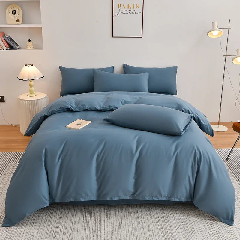 Minimalism Style 100% Cotton Duvet Cover Set 1/3 Pcs Solid Color Soft Queen King Quilt Cover Pillowcases Pure Cotton Bedding Set