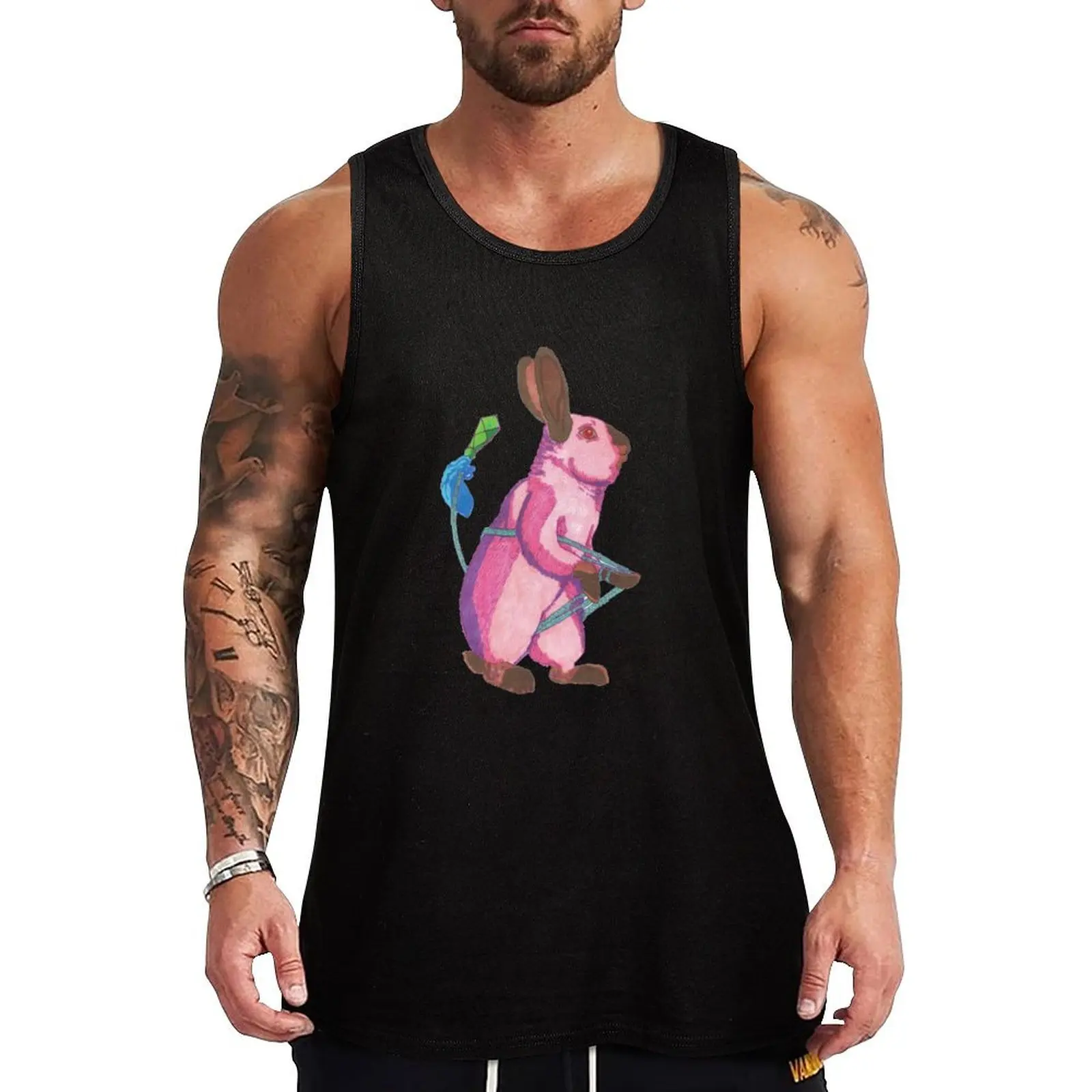 Ropedart Rabbit Bunny Tank Top vests for men t shirt gym t-shirt for men