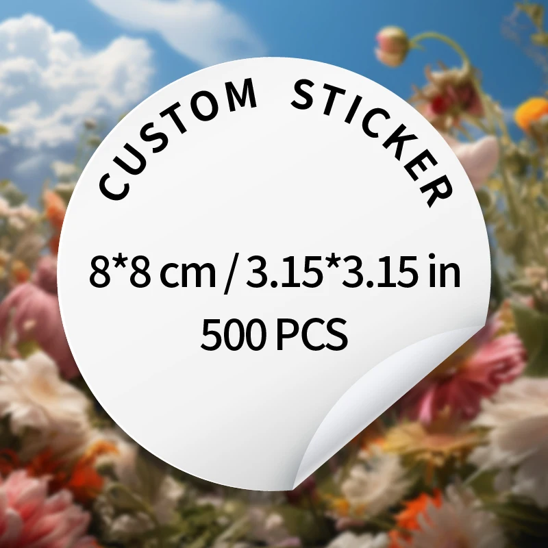 

8CM 500PCS Custom Stickers Customized Logo Labels Wedding Birthday Baptism Packaging Print Your Own Personalized Sticker