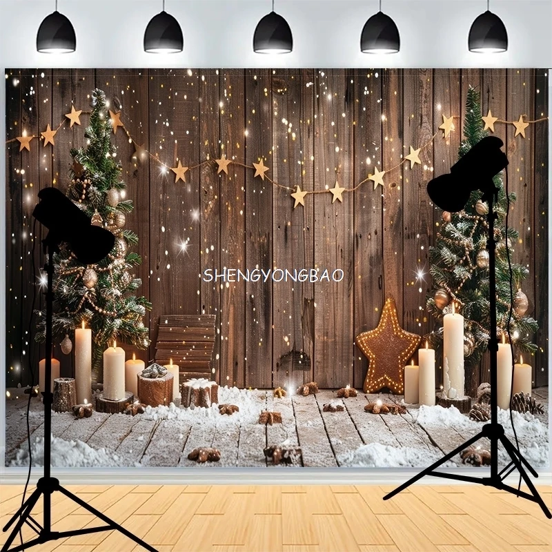 

Interior Christmas Day Wreach Window Photography Backdrops New Year Living Room Fireplace Holiday Party Photo Background DD-25