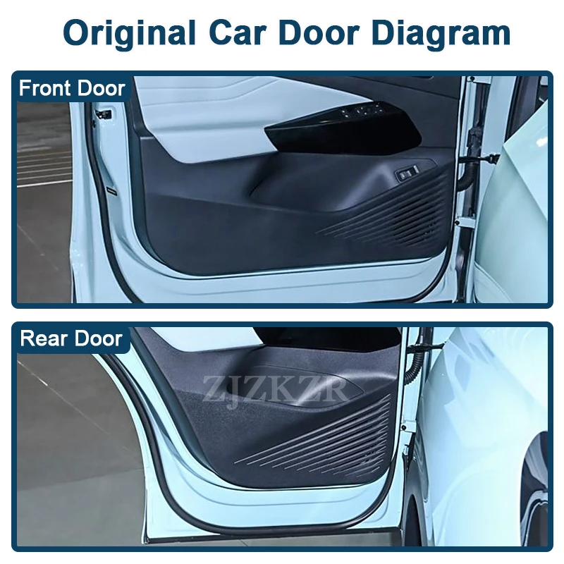 ل Volkswagen VW ID.4 Crozz X 2020-2025 صندوق تخزين باب السيارة حامي منصات غطاء فتحة جلدية المنظم جيوب الملحقات #2