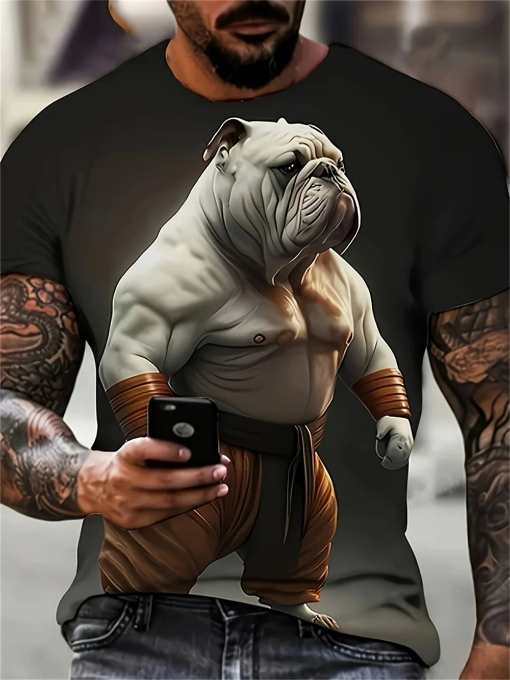 Funny Men\'s T-Shirt 3d Printed Chicken Tshirt Animal Dog Pattern Short-Sleeved Tees Oversized Streetwear Summer Casual Men Tops