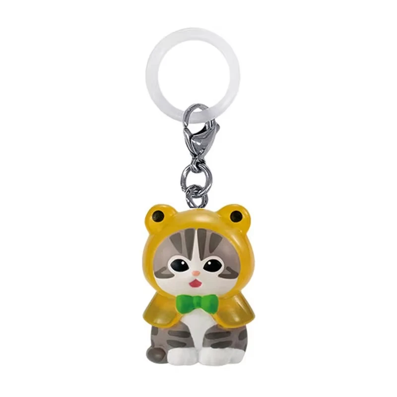 オリジナル Mofusand サメ猫レインコートデザインシリーズブラインドボックスかわいいミニアクションフィギュアキーホルダーバックパックペンダントサプライズギフト