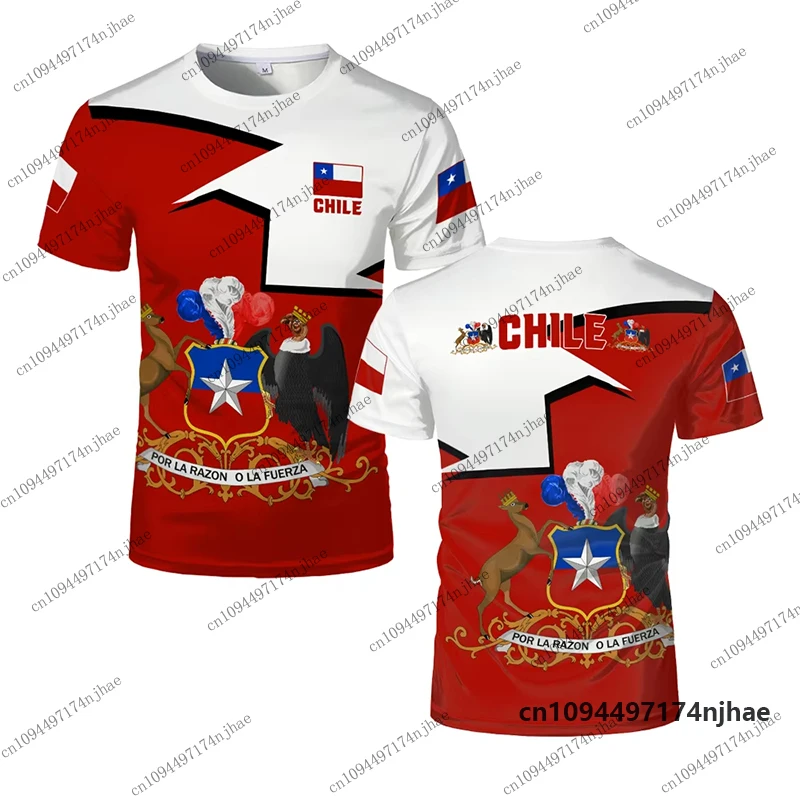 Summer New Chile Badge Print Football Jersey For Women Men T-shirt Chilean Flag Graphic Quick-drying Sports Tees Oversized Tops