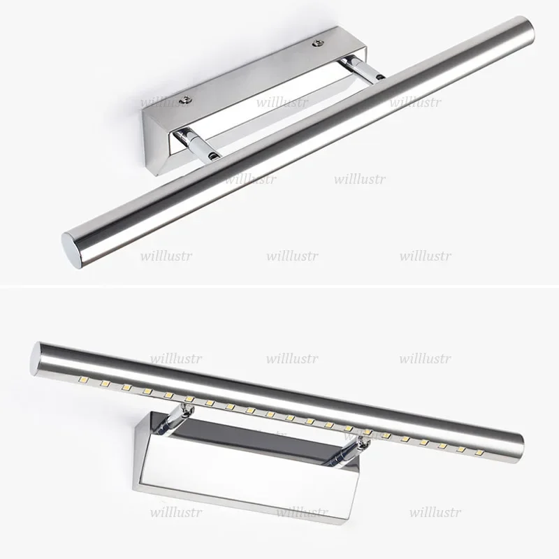 LED Rotatable Metal Wall Lamp Stainless Steel Sconce Bathroom Cloakroom Dressing Room Mirror Vanity Lighting