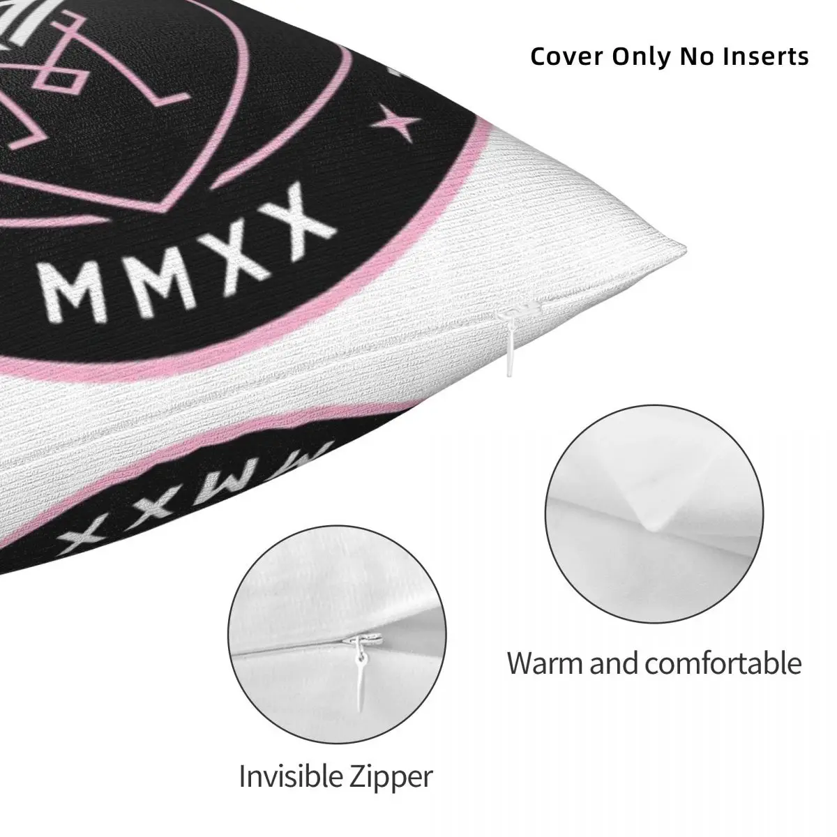 إنتر ميامي ميسي شارة مربع المخدة غطاء الوسادة كيس وسادة رمي غطاء وسادة للمنزل أريكة غرفة المعيشة