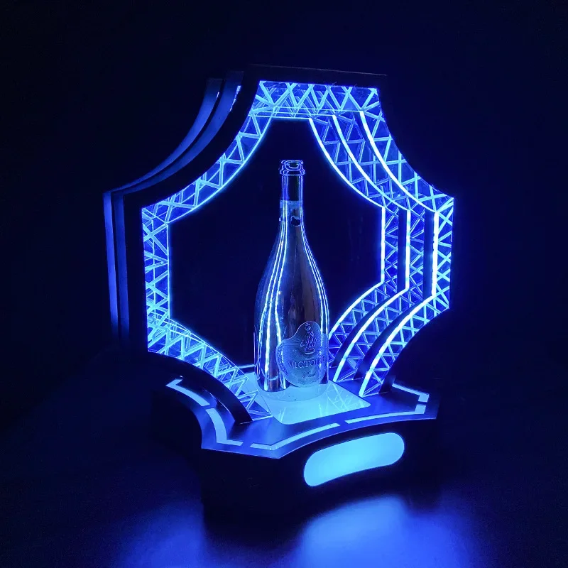 Ice blue light polygon bar night club KTV creative wine artifact XO champagne seat wine rack props