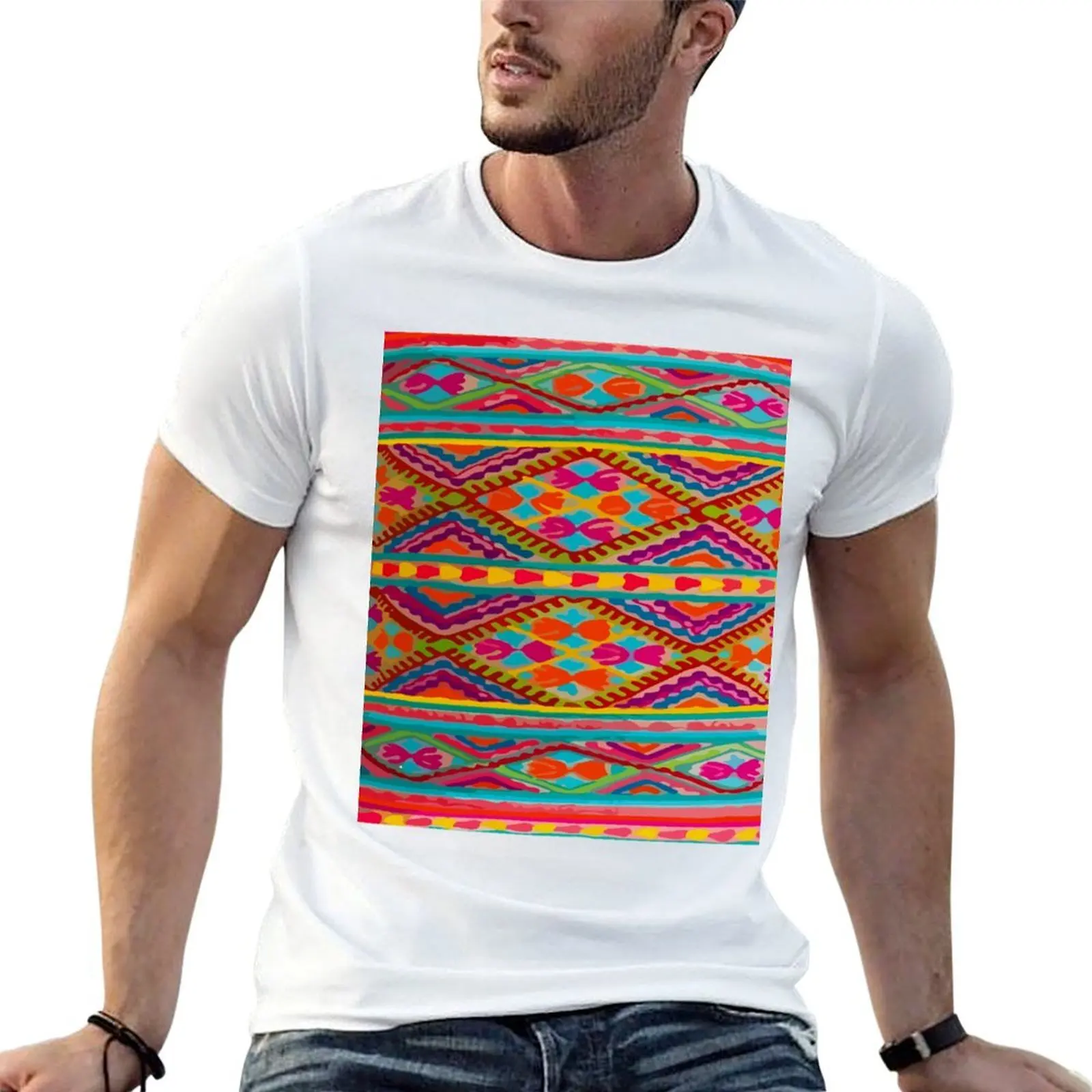 

Vibrant mexican embroidery colorful maximalist decor T-Shirt man t shirts graphic t shirts for man pack cotton T-Shirt