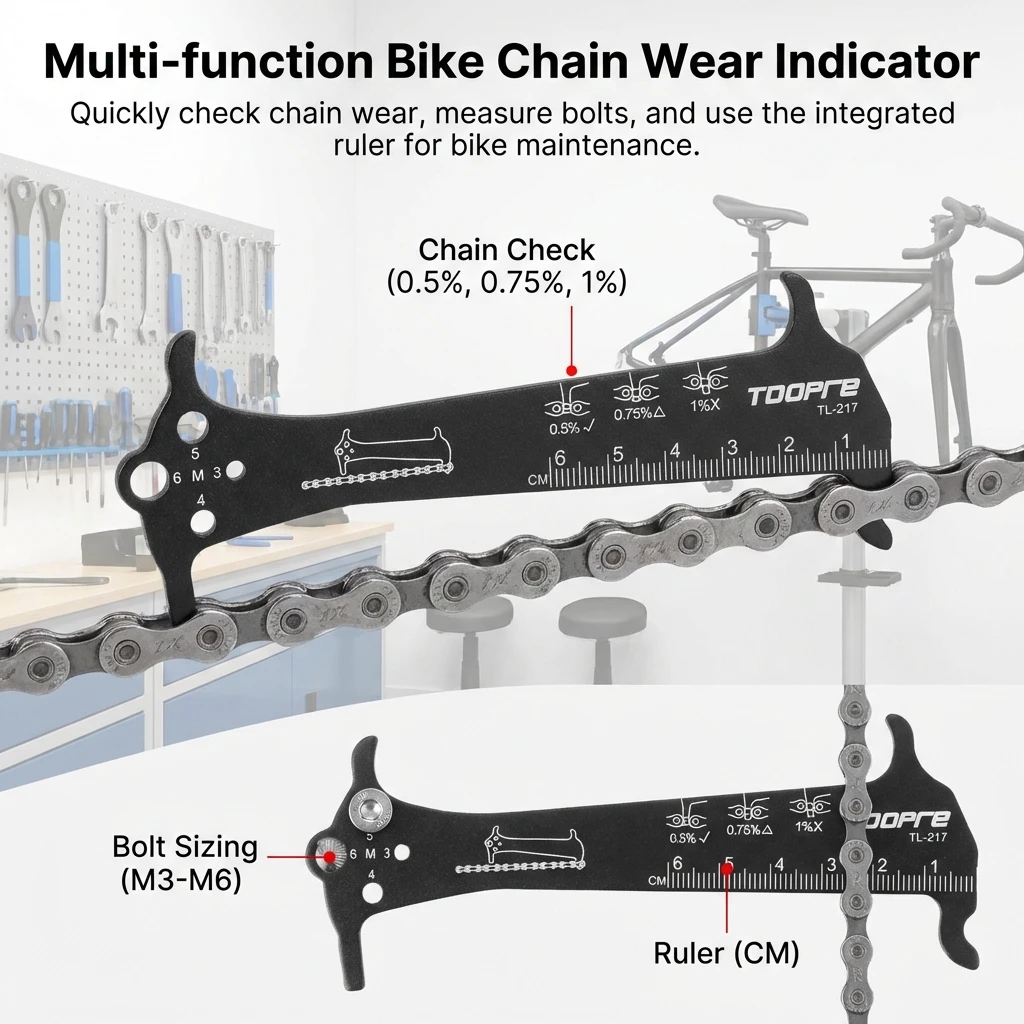 Indicador desgaste cadena bicicleta montaña – Plástico duradero - imagen 3
