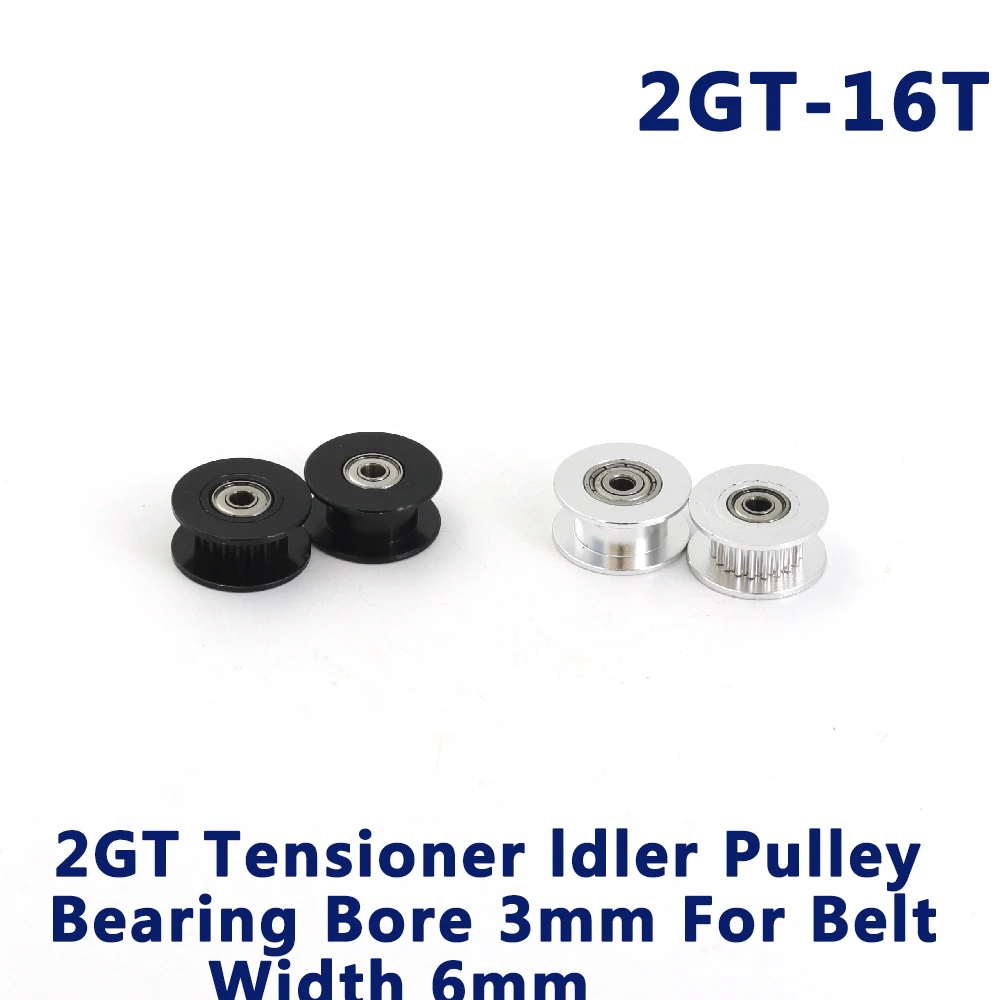 5pcs 2GT 2M 16 Teeth synchronous Idler Pulley Bore 3mm with Bearing for Width 6MM GT2 Timing belt Passive Wheel 16T 16teeth