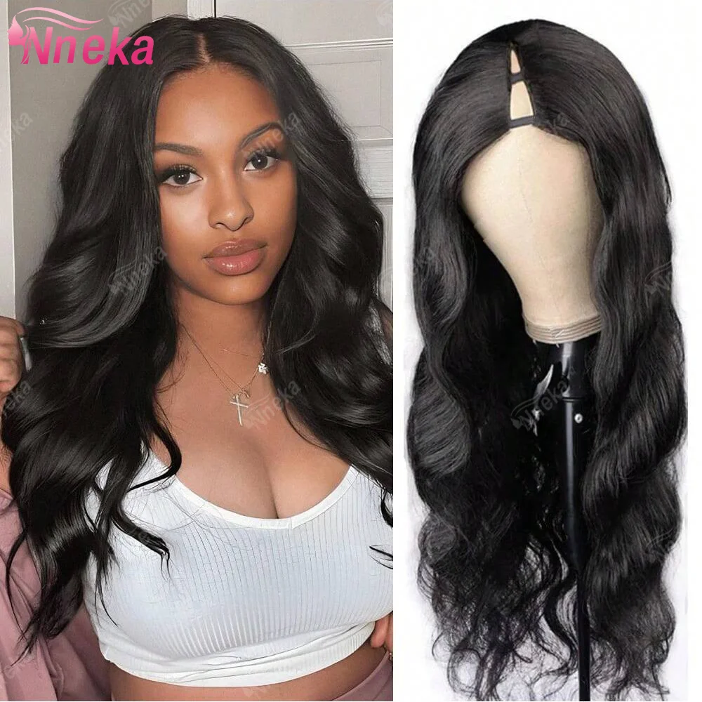 

V Part Wigs Body Wave Brazilian Natural Human Hair Wigs Machine Made180% 200% Density V Shape Wigs 16 36 Inch Natural Hair Wig