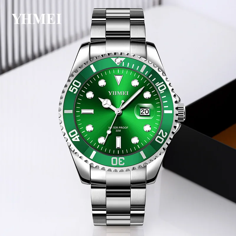 Top Men's Watches Stainless Steel Waterproof Multi Functional Date Rotating Outer Ring Fashion High End Quartz Watch for Men