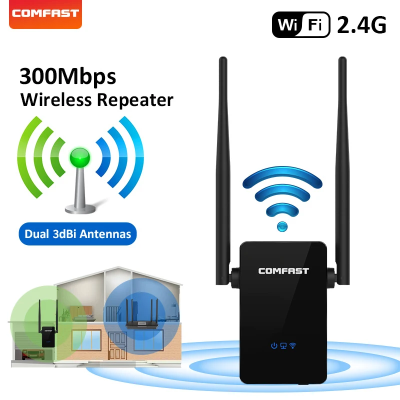 COMFAST bezprzewodowy wzmacniacz sygnału Wi-Fi 300 mb/s 2.4G czarna sieć przedłużacz Wi-Fi wzmacniacz sygnału wzmacniacz Wi Fi domowy router Repetidor