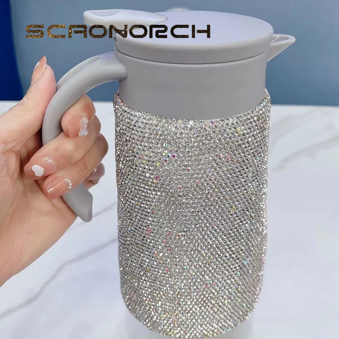 SCAONORCH 800ML Thermos Bottle Insulated Coffee Pot Vacuum Flasks Kettle Tea Jug Bling Water Bottle Double Wall Stainless Steel