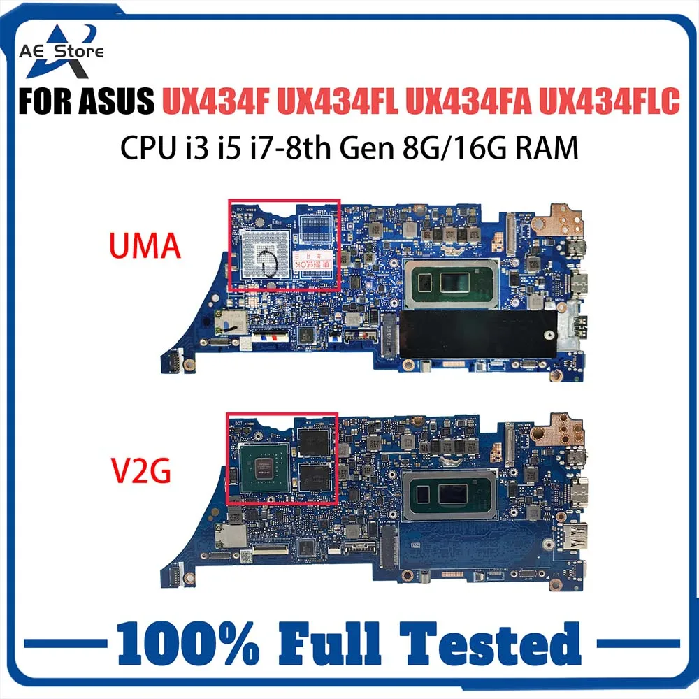 

Computer Motherboard For ASUS UX434FL UX434FA UX334FL UX434FLC UX334FA UX463FL U4600F UX434 Mainboard i5 i7 CPU 8G/16G RAM