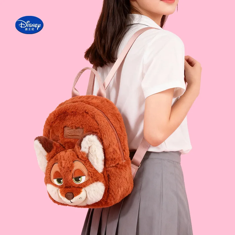 Disney 2026 nueva mochila de felpa Zootopia Judy & Nick mochila de gran capacidad de dibujos animados bolsa de guardería regalo para niños