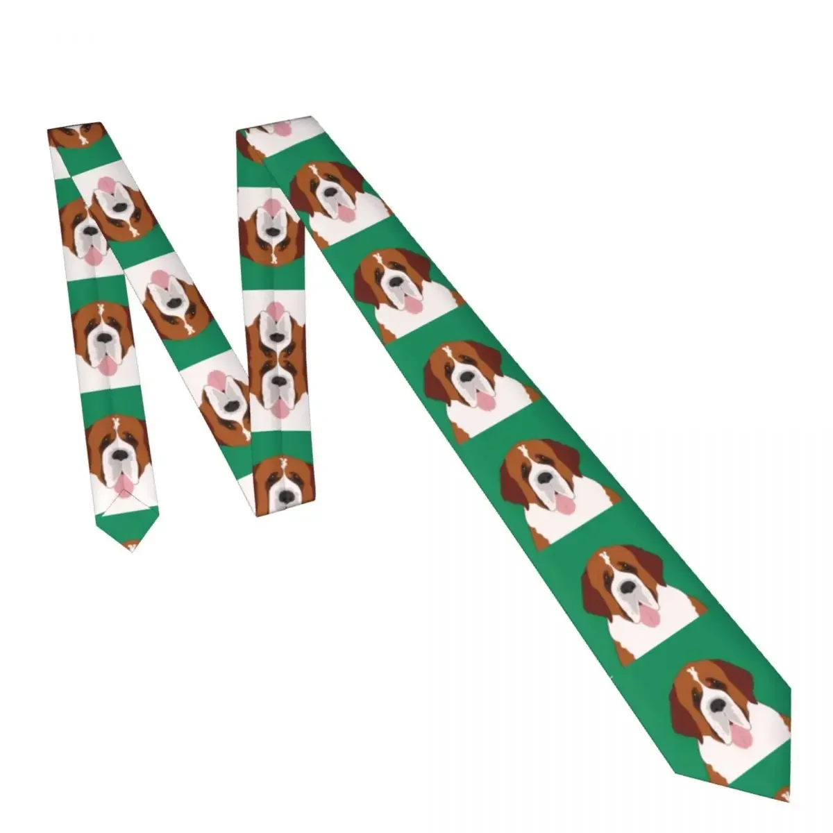 Mens Tie Slim Skinny Saint Bernard Dog Necktie Fashion Free Style Tie for Party Wedding