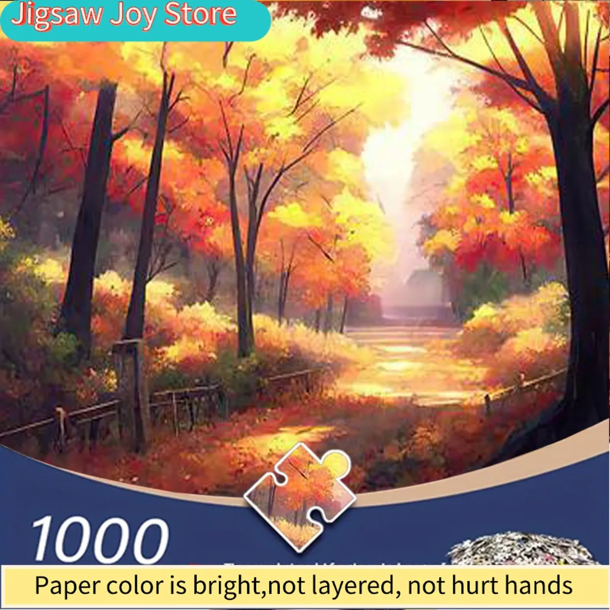 

Пазл для взрослых - Осенний лес с красными и желтыми листьями, дорожкой, просветом солнечного света и забором - Сложный (для начинающих/продвинутых) D