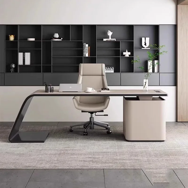 a*-Luxury Study Office Desk Minimalist Organizers Multifunctional Shelves Office Desk Minimalist Home Trendy Furniture^