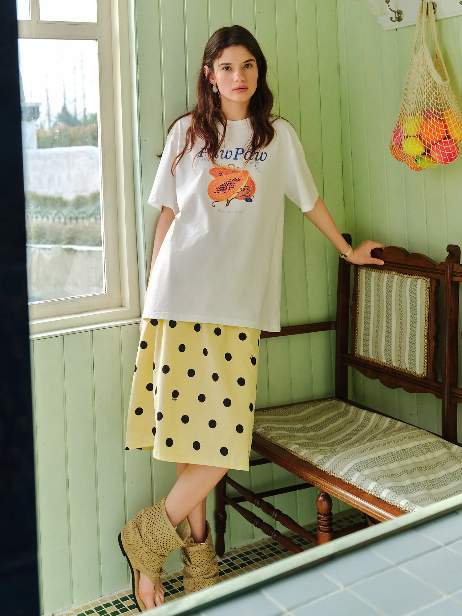 FSLE White Alphabet Print Women's Short Sleeve T-Shirt Summer 2026 New Arrival Casual Comfortable Fit Crew Neck Cotton Contain image 2