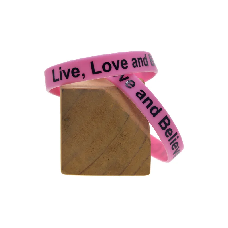 1 قطعة/3 قطعة مطبوعة الحب وأصدق الدعم تحفيزي سوار معصم من السيليكون الإسورة الطبية الوردي