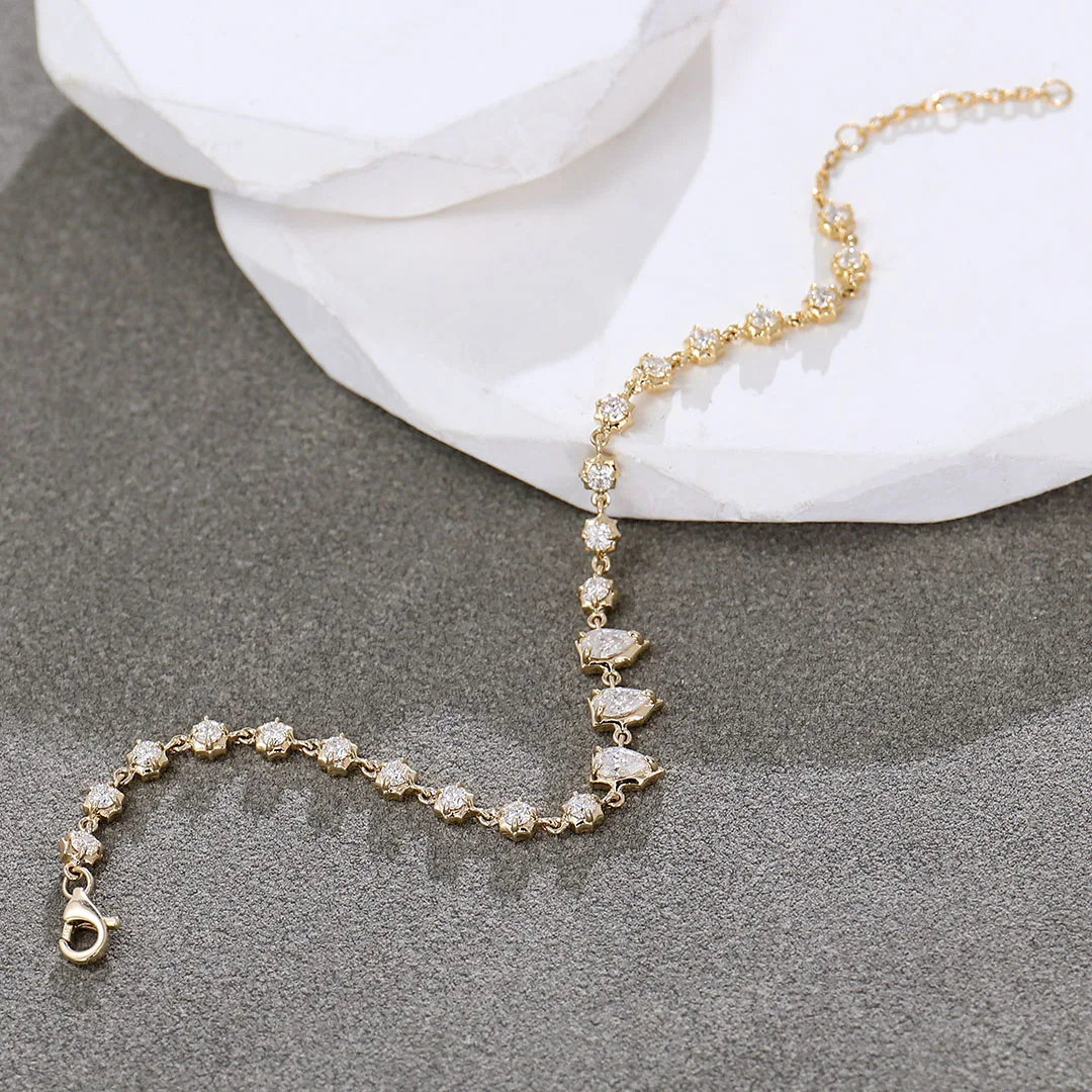 Provence Minimalist Bracelet for Women 7In 14K Yellow Gold DEF/VS Lab Diamonds Trendy New Design Everyday Bracelet Chain Custom