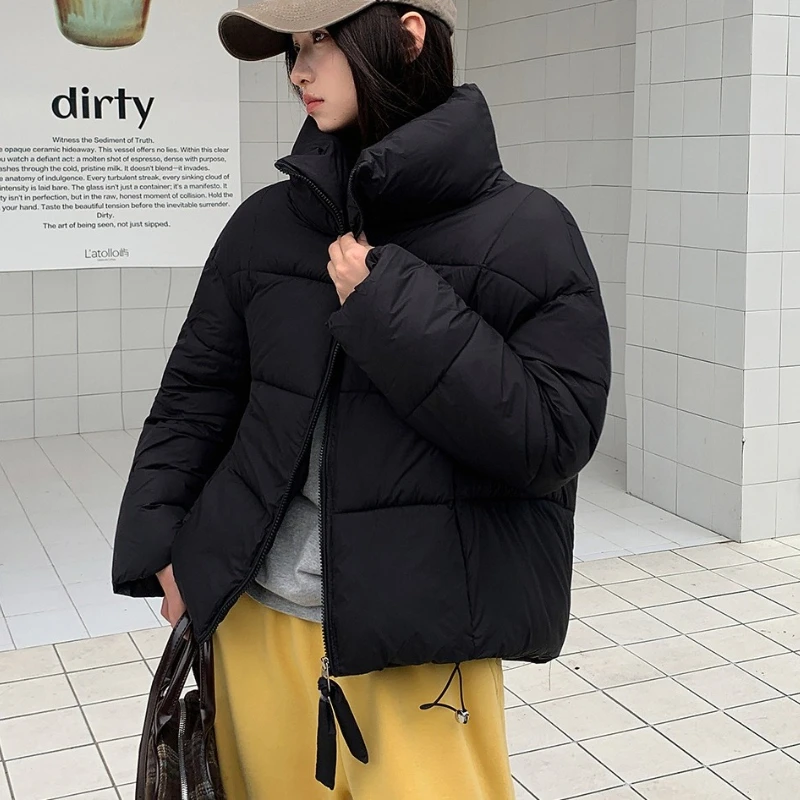 2026 Parkas Women Coat Jacket Autumn Winter Warm Puffer Jacket Stand Collar Outwear Loose Cotton Padded Clothes Female Outerwear 5