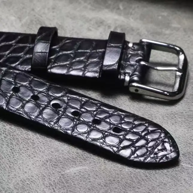 Handmade soft thin 16mm 18mm 19mm 20mm 21mm 22mm American crocodile leather strap with genuine leather strap